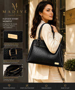 MADIVE Elan crocodile-texture handbag with adjustable shoulder strap