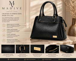 MADIVE Elan crocodile-texture handbag, gold-tone logo plaque detail