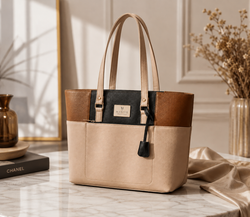 MADIVE Signature Tote with top zip pocket and gold-tone logo plaque