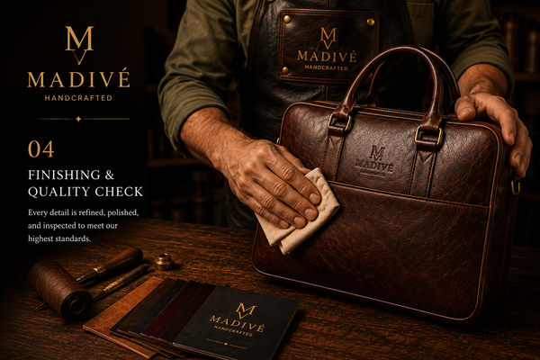 MADIVE handbags being finished in the workshop