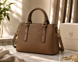 MADIVE Structured Work Tote brown with adjustable shoulder strap