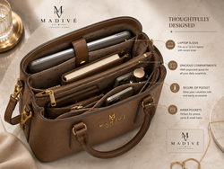 MADIVE Structured Work Tote brown, spacious main compartment for work days