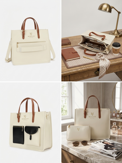 MADIVE Eclipse Luxe Tote showing the black textured centre panel