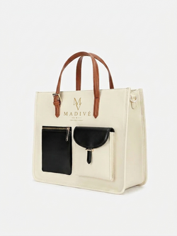 MADIVE Eclipse Luxe Tote gold-tone hardware and stitching detail