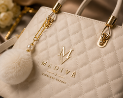 MADIVE Elise ivory handbag, quilted premium PU leather texture