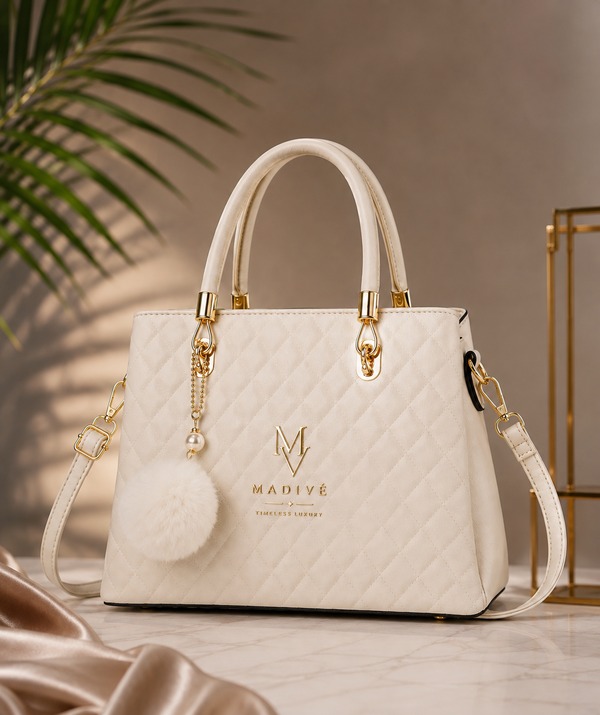 MADIVE Elise Quilted Premium Handbag – Ivory