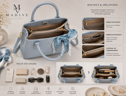 MADIVE Elegance blue handbag with adjustable shoulder strap
